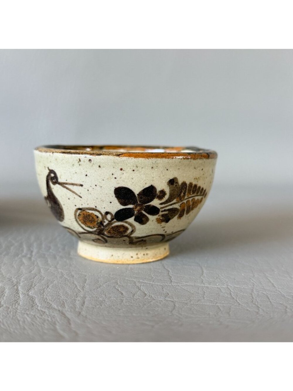 Vintage Tonala Mexico Studio Pottery Cup Saucer Set Signed S Lucas Bird 5.5" - Picture 13 of 16